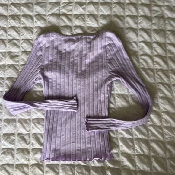 Superdown Nina Lavender Ribbed Button-Up Top - Picture 10 of 10